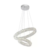 Függesztett LED-csillár távirányítóval és kristály CANAAN 80W, 2 kör, hideg/meleg/semleges fény, szabályozható, fényes króm, állítható magasságú modern csillárok alapértelmezett cím Alessandro Design