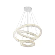 Függesztett LED csillár távirányítóval és kristály CAYDEN 200W, 3 kör, hideg/meleg/semleges fény, szabályozható, fényes króm, állítható magasságú LED csillár Alapértelmezett cím Alessandro Design