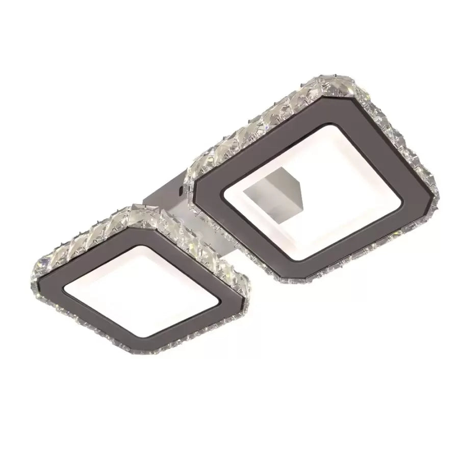 LED csillár távirányítóval és kristály QUADRIS 41W, 2 négyzet, hideg/meleg/semleges fény, szabályozható, fehér kristály LED csillár Alapértelmezett cím Alessandro Design