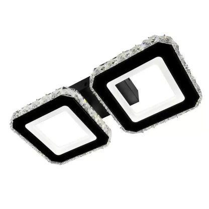 Crystal LED csillár QUADRIS 41W, 2 négyzet, hideg/meleg/semleges fény, fekete kristály LED csillárok alapértelmezett cím Alessandro Design