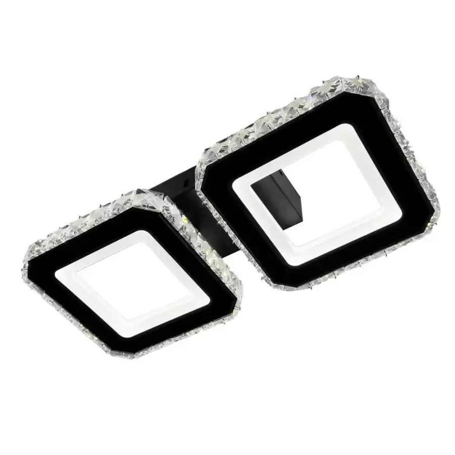 Crystal LED csillár QUADRIS 41W, 2 négyzet, hideg/meleg/semleges fény, fekete kristály LED csillárok alapértelmezett cím Alessandro Design
