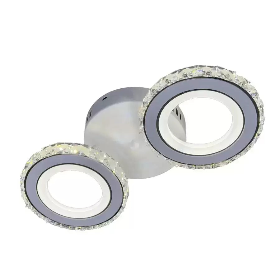 LED csillár távirányítóval és kristály NOVA ROTONDA 34W, 2 kör, hideg/meleg/semleges fény, fehér kristály LED csillárok Alapértelmezett cím Alessandro Design