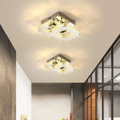 Kristály LED-csillár JEREMIAH 48W, 2 négyzet, hideg/meleg/semleges fény, fényes króm LED-csillárok alapértelmezett cím Alessandro Design
