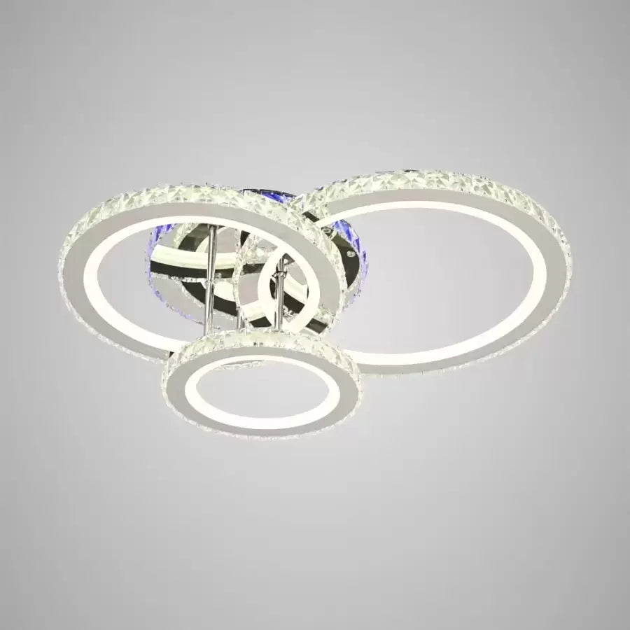 LED csillár távirányítóval és kristály NOVA ROTONDA RGB 73W, 3 kör, hideg/meleg/semleges fény, szabályozható, fényes króm LED csillárok és kristályok Alapértelmezett cím Alessandro Design