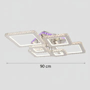 LED csillár távirányítóval és kristály NOVA RHOMBA RGB 168W, 6 négyzet, hideg/meleg/semleges fény, szabályozható, fényes króm LED csillárok és kristályok Alapértelmezett cím Alessandro Design