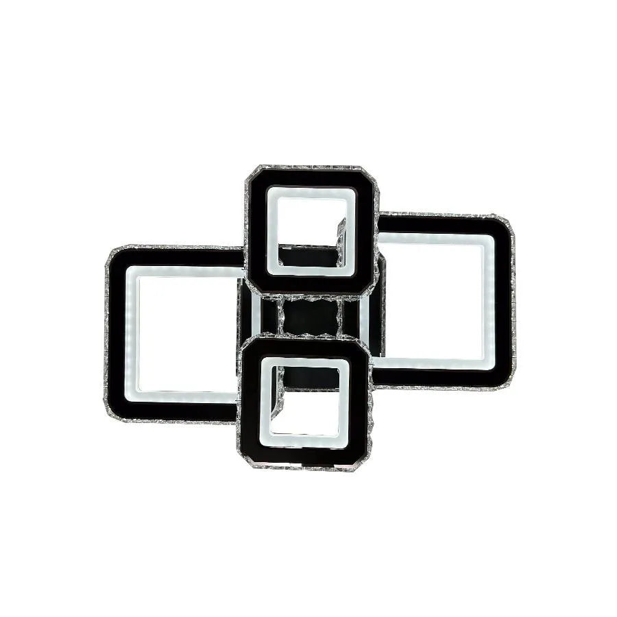 LED csillár távirányítóval és kristály BLAKELY RGB 154W, 4 négyzet, hideg/meleg/semleges fény, szabályozható, fekete kristály LED csillárok Alapértelmezett cím Alessandro Design