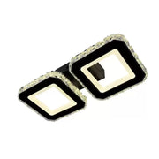 Crystal LED csillár QUADRIS 41W, 2 négyzet, hideg/meleg/semleges fény, fekete kristály LED csillárok alapértelmezett cím Alessandro Design