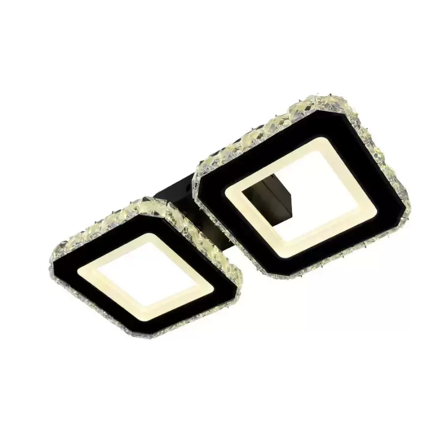 Crystal LED csillár QUADRIS 41W, 2 négyzet, hideg/meleg/semleges fény, fekete kristály LED csillárok alapértelmezett cím Alessandro Design