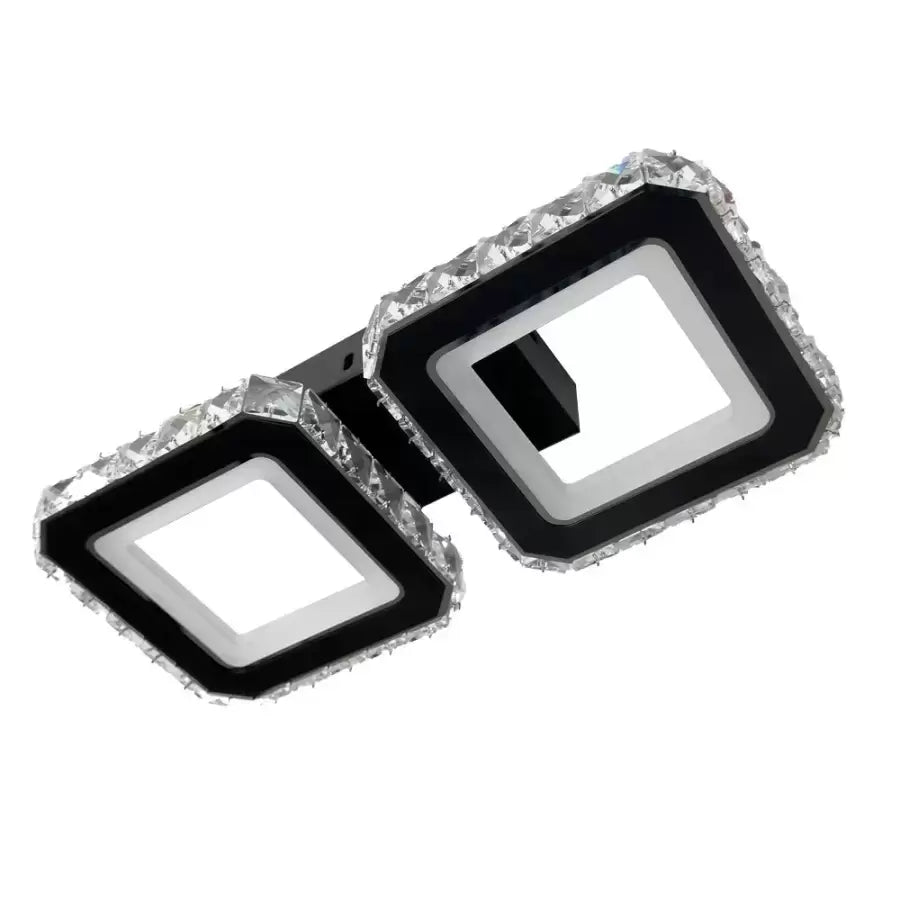 Crystal LED csillár QUADRIS 41W, 2 négyzet, hideg/meleg/semleges fény, fekete kristály LED csillárok alapértelmezett cím Alessandro Design