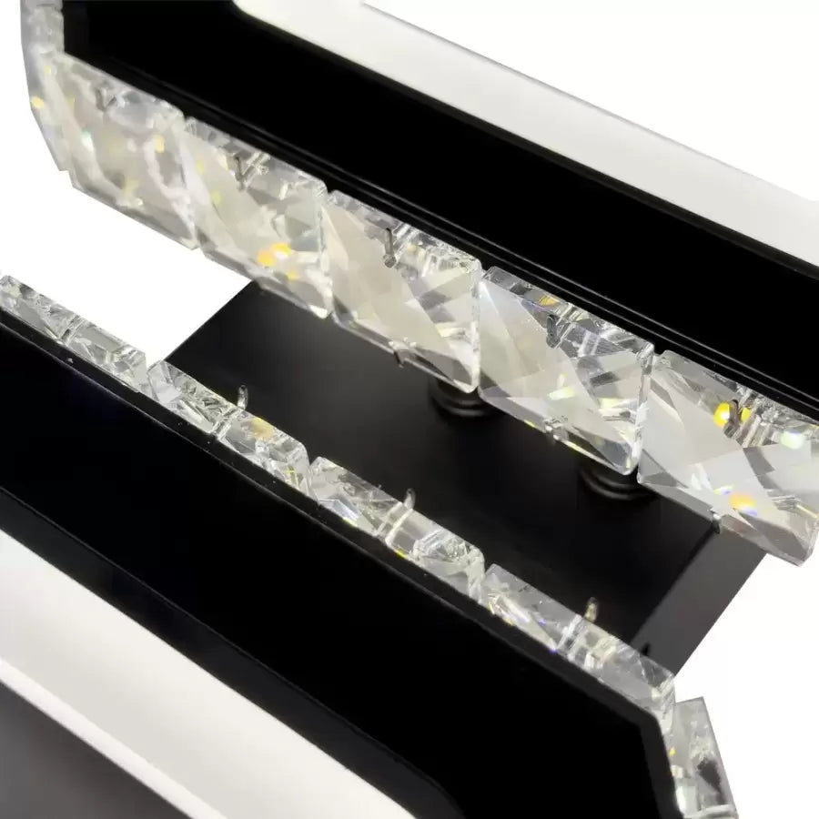 Crystal LED csillár QUADRIS 41W, 2 négyzet, hideg/meleg/semleges fény, fekete kristály LED csillárok alapértelmezett cím Alessandro Design