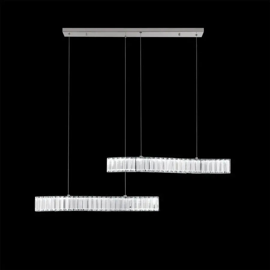 Függesztett LED-es csillár távirányítóval és kristály MERVE 24W, hideg/meleg/semleges fény, szabályozható, fényes króm, állítható magasságú kristály LED csillárok alapértelmezett cím Alessandro Design