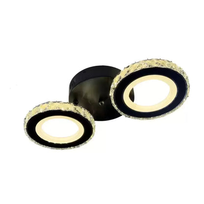 LED csillár távirányítóval és kristály NOVA ROTONDA 32W, 2 kör, hideg/meleg/semleges fény, szabályozható, fekete kristály LED csillárok Alapértelmezett cím Alessandro Design