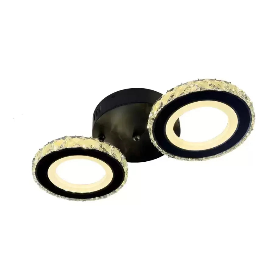 LED csillár távirányítóval és kristály NOVA ROTONDA 32W, 2 kör, hideg/meleg/semleges fény, szabályozható, fekete kristály LED csillárok Alapértelmezett cím Alessandro Design