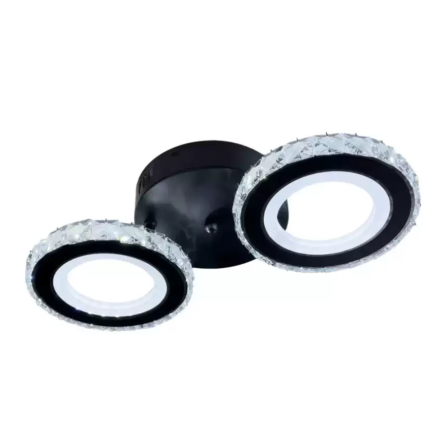 LED csillár távirányítóval és kristály NOVA ROTONDA 32W, 2 kör, hideg/meleg/semleges fény, szabályozható, fekete kristály LED csillárok Alapértelmezett cím Alessandro Design