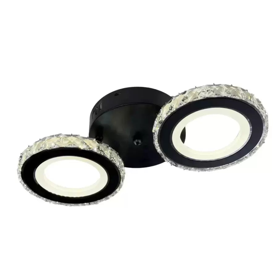 LED csillár távirányítóval és kristály NOVA ROTONDA 32W, 2 kör, hideg/meleg/semleges fény, szabályozható, fekete kristály LED csillárok Alapértelmezett cím Alessandro Design