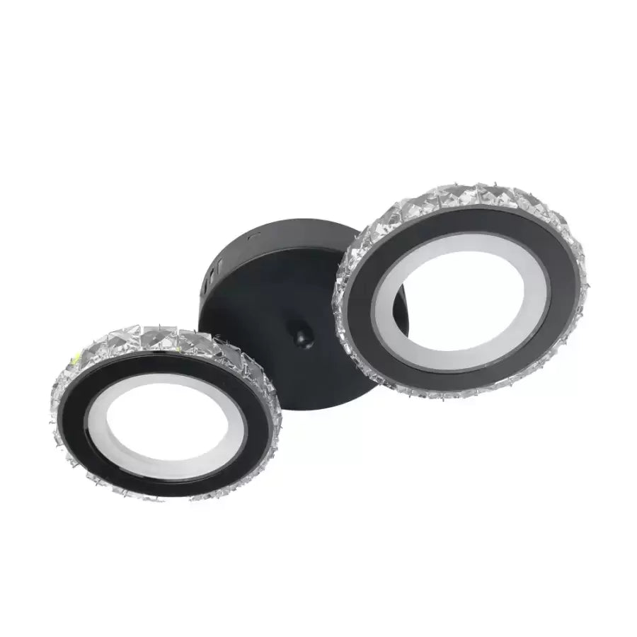 LED csillár távirányítóval és kristály NOVA ROTONDA 32W, 2 kör, hideg/meleg/semleges fény, szabályozható, fekete kristály LED csillárok Alapértelmezett cím Alessandro Design
