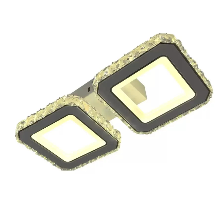 LED csillár távirányítóval és kristály QUADRIS 41W, 2 négyzet, hideg/meleg/semleges fény, szabályozható, fehér kristály LED csillár Alapértelmezett cím Alessandro Design