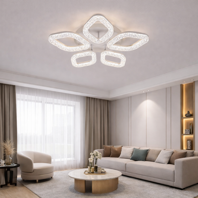 Lustra LED cu telecomanda, 67W, Lumina Rece/Calda/Neutra, Dimabila, Auriu