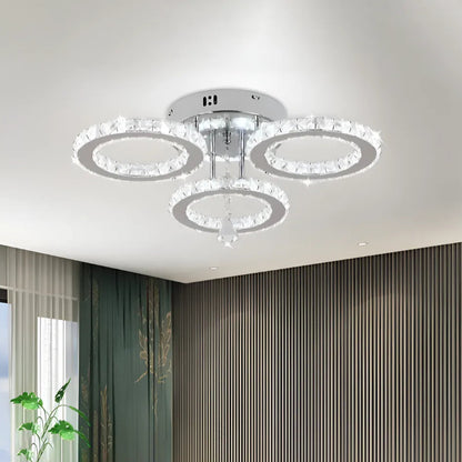 LED csillár távirányítóval és kristály ALANUBIS 40W, 3 kör, hideg/meleg/semleges fény, szabályozható, fényes króm kristály LED csillárok alapértelmezett cím Alessandro Design
