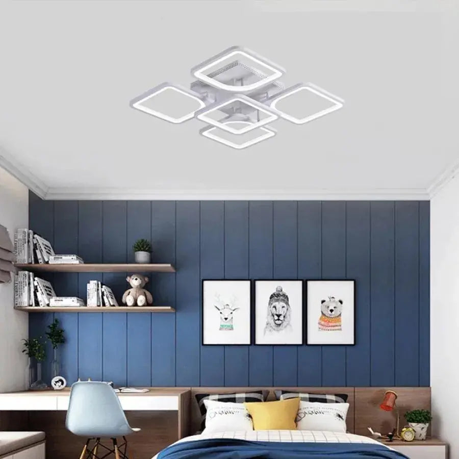 LED-es csillár távirányítóval FELY 80W, 5 négyzet, hideg/meleg/semleges fény, szabályozható, fehér LED-es csillár távirányítóval Alapértelmezett cím Alessandro Design