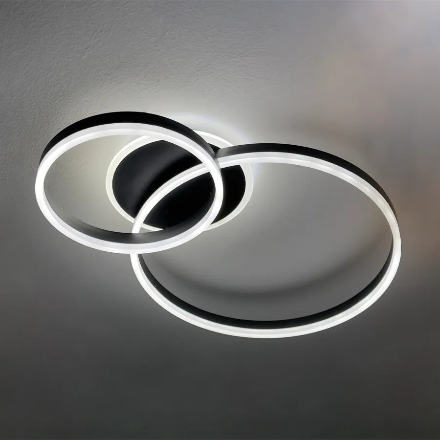 Lustra LED cu telecomanda LT511/30+40+50BK, 93W, 2 Cercuri, lumina Rece/Calda/Neutra, Dimabila, Negru Lustre LED cu Telecomanda Default Title Alessandro Design