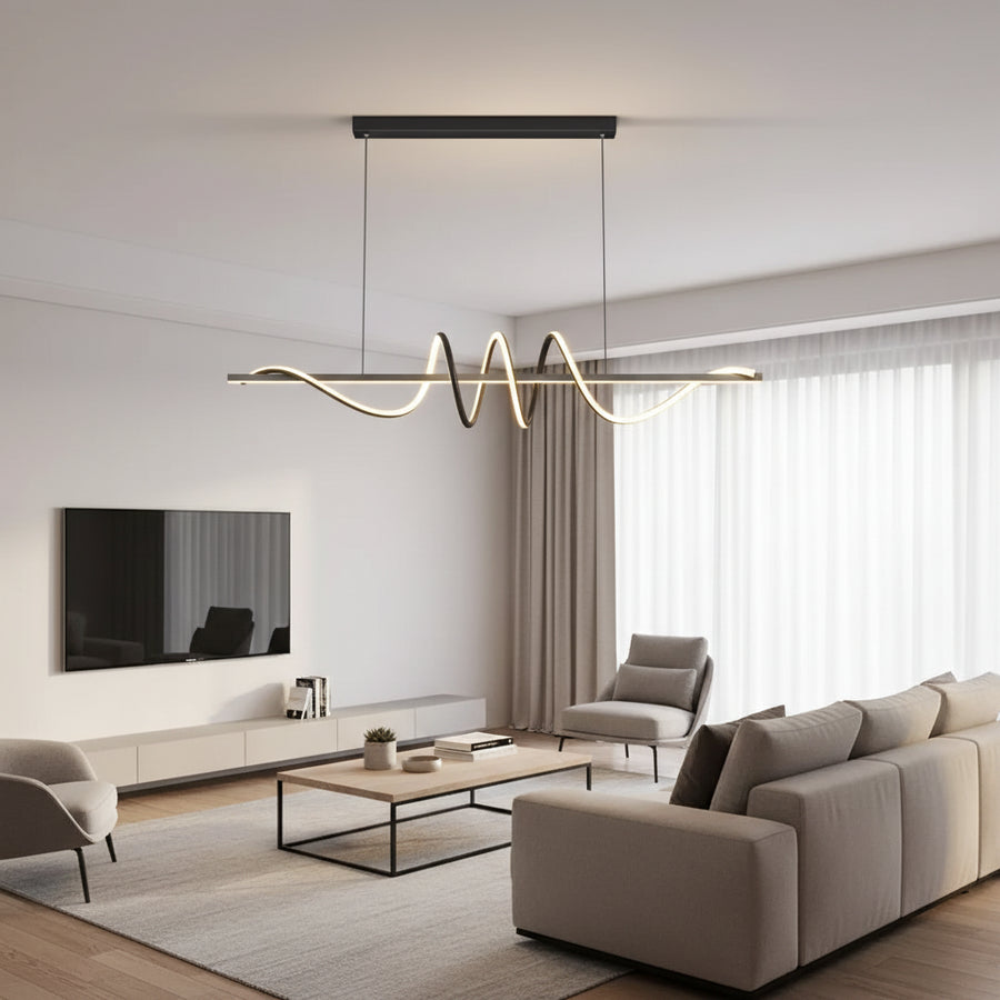 Függesztett LED-csillár távirányítóval RIBBON 64W, Lineáris, Hideg/Meleg/Semleges fény, Fényszabályozható, Fekete, Állítható magasságú LED-csillárok távirányítóval Alapértelmezett cím Alessandro Design