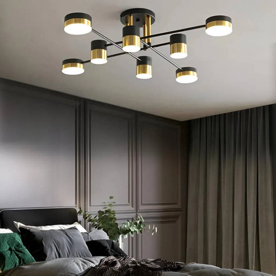 LED csillár távirányítóval JAYSON 57W, 8 elem, hideg/meleg/semleges fény, szabályozható, fényes fekete arany LED csillárok távirányítóval Alapértelmezett cím Alessandro Design