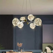 LED csillár távirányítóval NOEL 52W, 6 gömb, hideg/meleg/semleges fény, szabályozható, fekete, állítható magasságú Candelabre Moderne alapértelmezett cím Alessandro Design