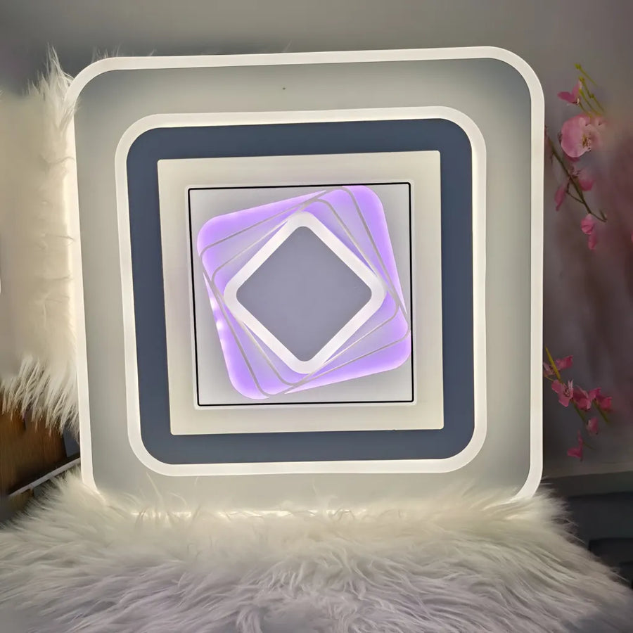 DOLIA LED-csillár, 101W, 50x50cm, hideg/meleg/semleges fény, fehér LED-csillárok alapértelmezett cím Alessandro Design