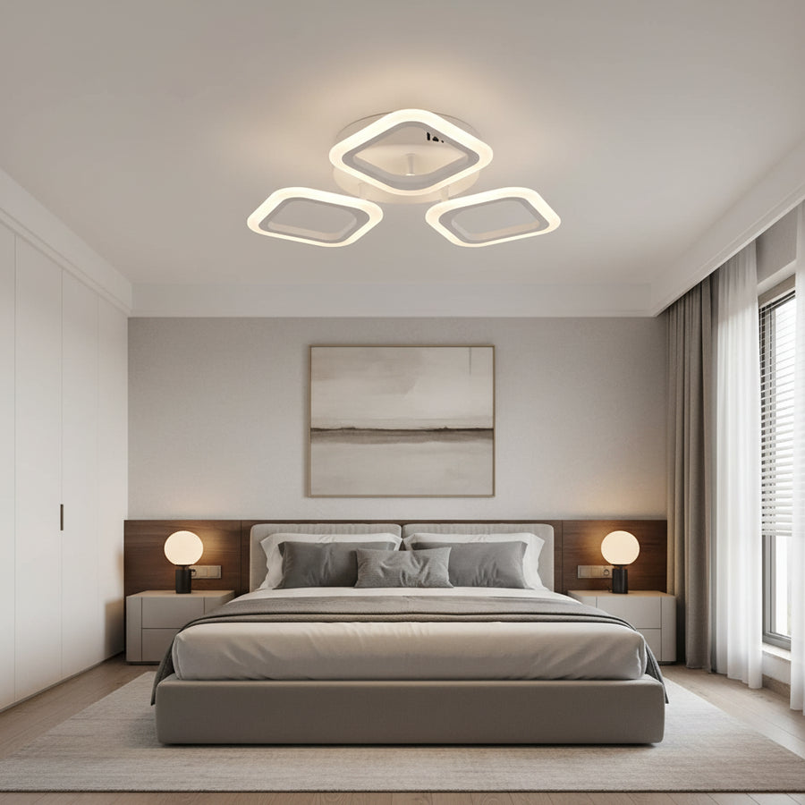 LED csillár ERIKA 20W, 3 négyzet, semleges fény 4000k, fehér, fém és akril alkalmazott LED csillárok alapértelmezett cím Alessandro Design