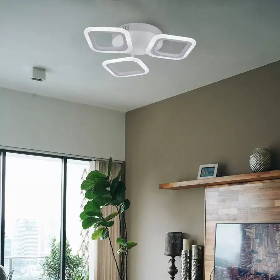 LED csillár ERIKA 20W, 3 négyzet, semleges fény 4000k, fehér, fém és akril alkalmazott LED csillárok alapértelmezett cím Alessandro Design