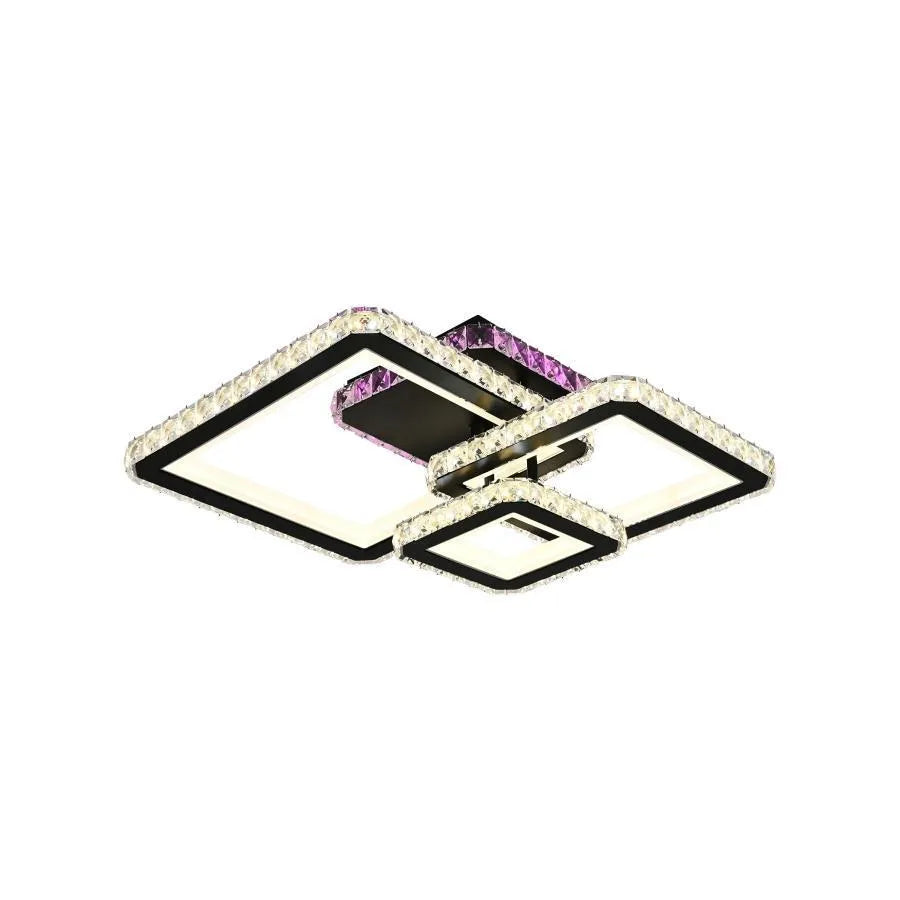 LED-csillár távirányítóval és kristály BLAKELY RGB 166W, 3 négyzet, hideg/meleg/semleges fény, szabályozható, fekete kristály LED csillárok alapértelmezett cím Alessandro Design