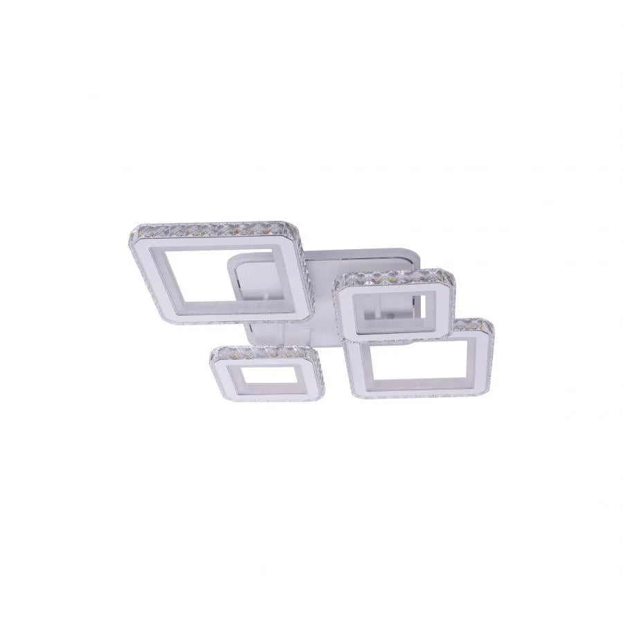 LED csillár távirányítóval és QUADRIS RGB kristállyal, 96 W, 4 négyzet, hideg/meleg/semleges fény, szabályozható, fehér LED-es csillár távirányítóval Alapértelmezett cím Alessandro Design