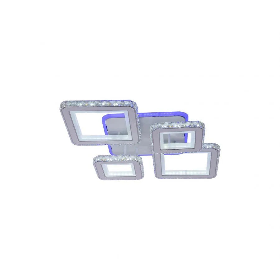 LED csillár távirányítóval és QUADRIS RGB kristállyal, 96 W, 4 négyzet, hideg/meleg/semleges fény, szabályozható, fehér LED-es csillár távirányítóval Alapértelmezett cím Alessandro Design