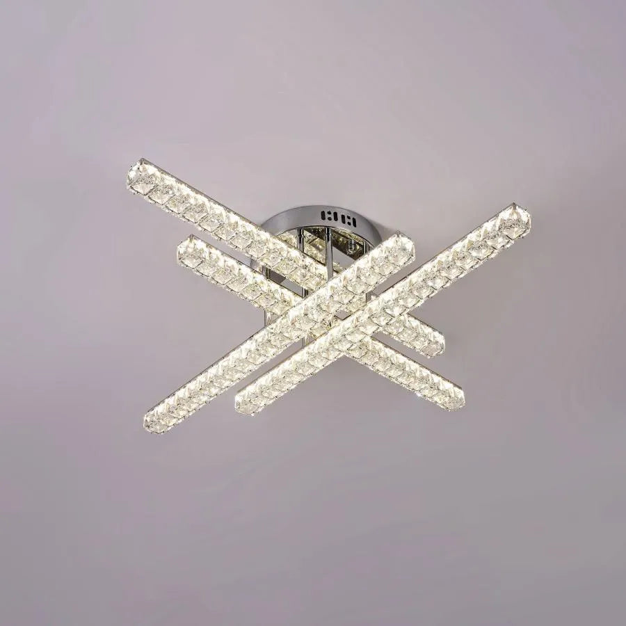 LED csillár távirányítóval és kristály GRACIANA 112W, Lineáris, Hideg/Meleg/Semleges fény, Szabályozható, Fényes Chrome Crystal LED csillárok Alapértelmezett cím Alessandro Design
