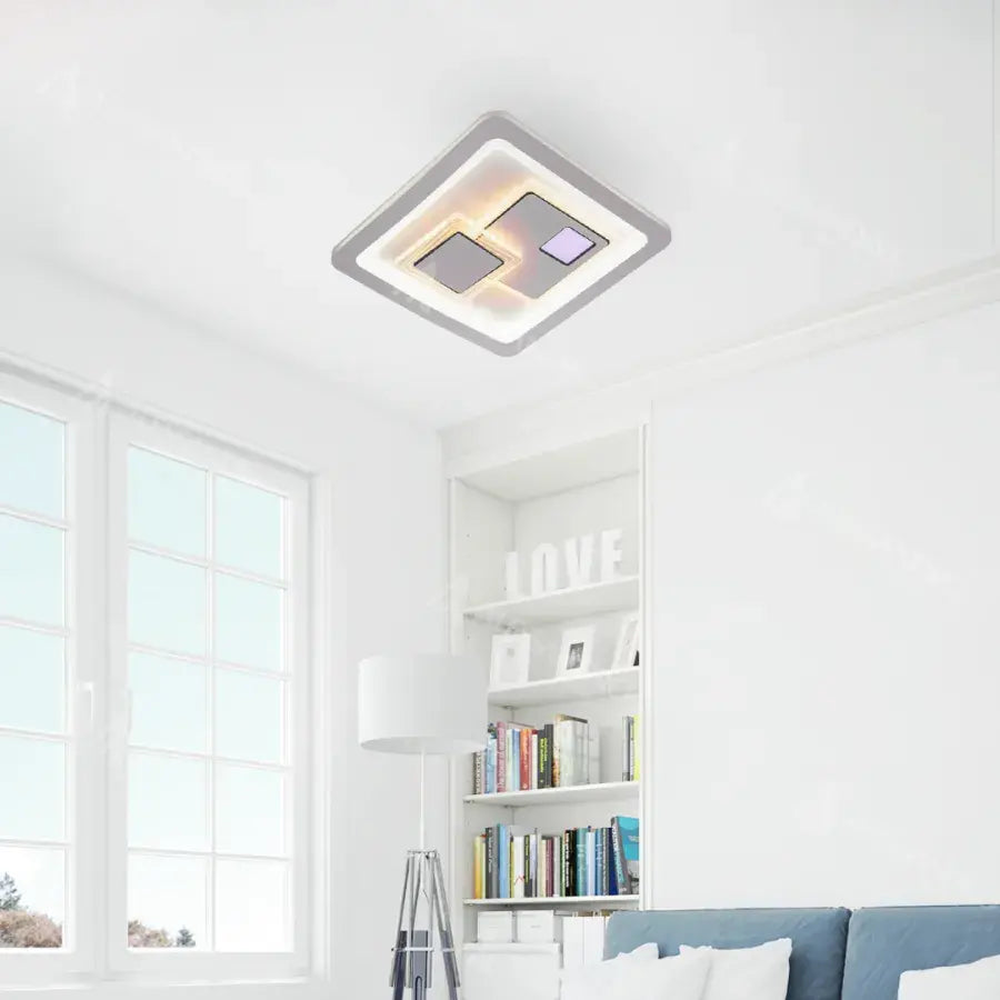 LED csillár KEREN 33W, négyzet alakú, hideg/meleg/semleges fény 3000K/4000K/6000K, fehér, fém és akril LED csillárok alapértelmezett cím Alessandro Design