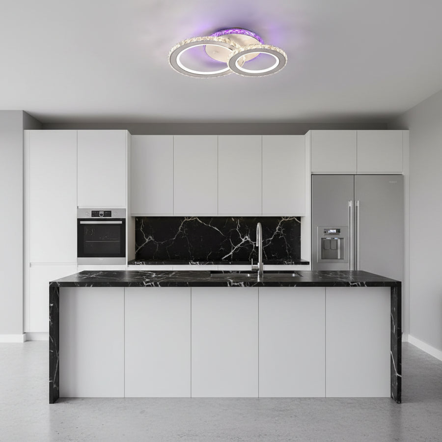 LED csillár távirányítóval és kristály NOVA ROTONDA RGB 42W, 2 kör, hideg/meleg/semleges fény, szabályozható, fehér LED-es csillár távirányítóval Alapértelmezett cím Alessandro Design