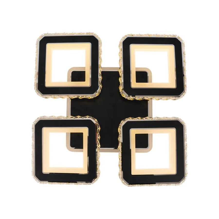 LED csillár távirányítóval és kristály LEILA RGB 69W, 4 négyzet, hideg/meleg/semleges fény, szabályozható, fekete LED csillárok távirányítóval Alapértelmezett cím Alessandro Design