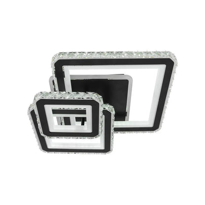 LED csillár távirányítóval és kristály LEILA 88W, 3 négyzet, hideg/meleg/semleges fény, szabályozható, fekete fényes króm LED csillárok távirányítóval Alapértelmezett cím Alessandro Design