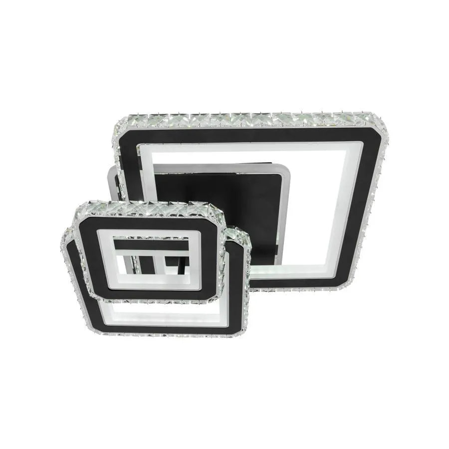 LED csillár távirányítóval és kristály LEILA 88W, 3 négyzet, hideg/meleg/semleges fény, szabályozható, fekete fényes króm LED csillárok távirányítóval Alapértelmezett cím Alessandro Design