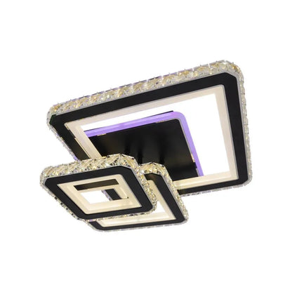 LED csillár távirányítóval és kristály LEILA 88W, 3 négyzet, hideg/meleg/semleges fény, szabályozható, fekete fényes króm LED csillárok távirányítóval Alapértelmezett cím Alessandro Design