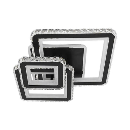LED csillár távirányítóval és kristály LEILA 88W, 3 négyzet, hideg/meleg/semleges fény, szabályozható, fekete fényes króm LED csillárok távirányítóval Alapértelmezett cím Alessandro Design