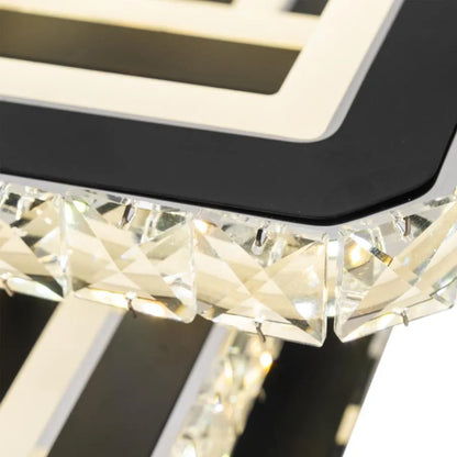 LED csillár távirányítóval és kristály LEILA 88W, 3 négyzet, hideg/meleg/semleges fény, szabályozható, fekete fényes króm LED csillárok távirányítóval Alapértelmezett cím Alessandro Design