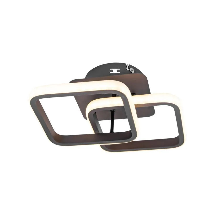 LED csillár LILIA 24W, 2 négyzet, hideg/meleg/semleges fény, barna