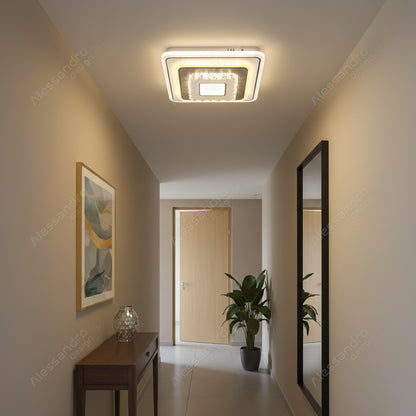 Kristály LED-csillár MITA 39W, 20x20cm, négyzet alakú, hideg/meleg/semleges fény, fehér LED-csillárok alapértelmezett cím Alessandro Design