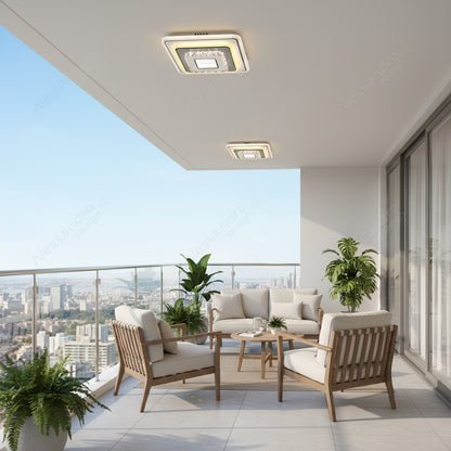 Kristály LED-csillár MITA 39W, 20x20cm, négyzet alakú, hideg/meleg/semleges fény, fehér LED-csillárok alapértelmezett cím Alessandro Design