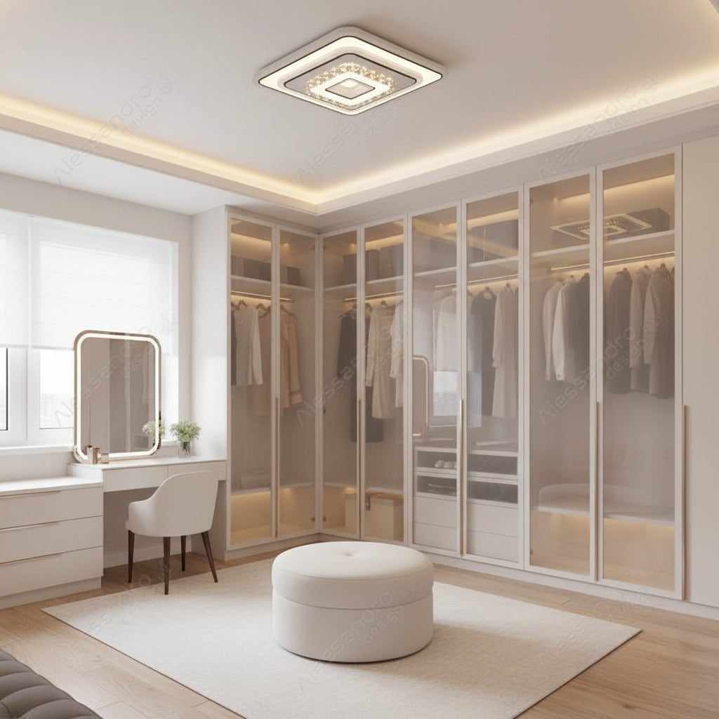 Kristály LED-csillár MITA 39W, 20x20cm, négyzet alakú, hideg/meleg/semleges fény, fehér LED-csillárok alapértelmezett cím Alessandro Design