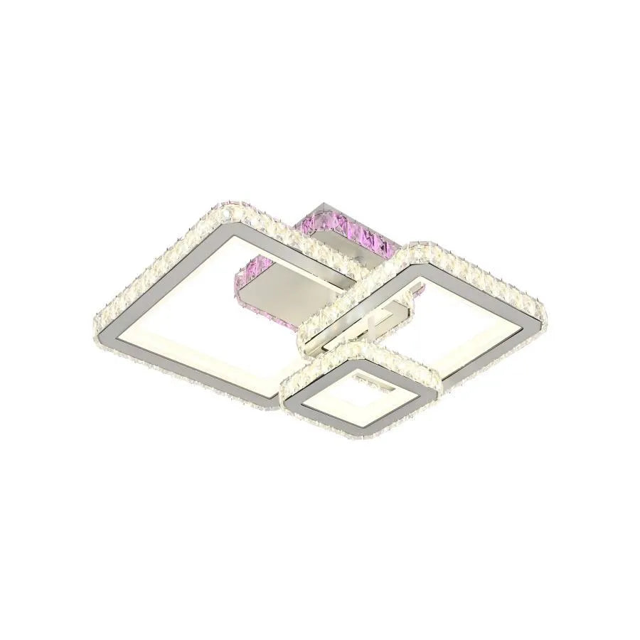 LED csillár távirányítóval és kristály BLAKELY RGB 166W, 3 négyzet, hideg/meleg/semleges fény, szabályozható, fehér kristály LED csillárok Alapértelmezett cím Alessandro Design