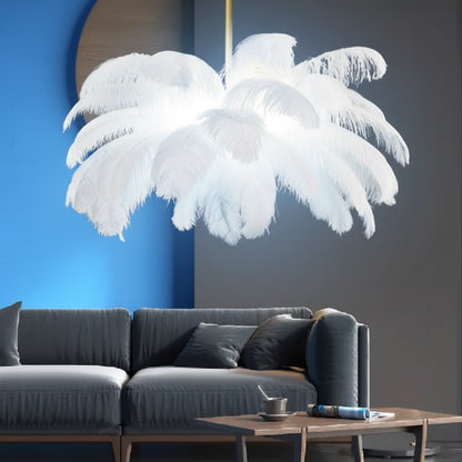 Minoss Modern csillár, 8W, hideg fény 6000K, átmérő 75 cm, tollak, fehér Modern csillárok Alapértelmezett cím Alessandro Design