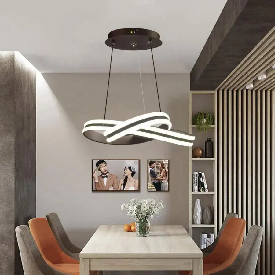 Függesztett LED-csillár távirányítóval INFINITY LOOP 61W, hideg/meleg/semleges fény, szabályozható, fekete, állítható magasságú LED-csillárok távirányítóval Alapértelmezett cím Alessandro Design